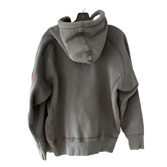 Oklahoma Sooners Hoodie Sweatshirt Embroidered Spellout Distressed Small Gray - Picture 3 of 9